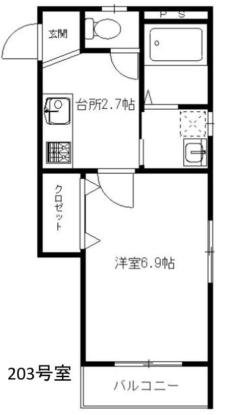 セイシンハイツ(1K/3階)の間取り写真