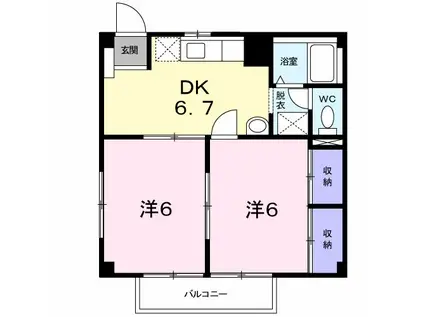 メゾンコンフォールI(2DK/2階)の間取り写真