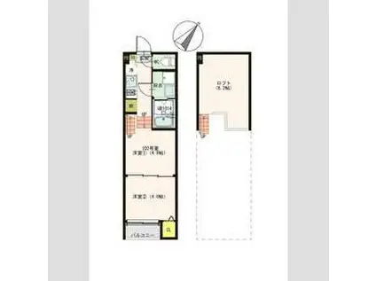 ハーモニーテラス新田8(1DK/1階)の間取り写真