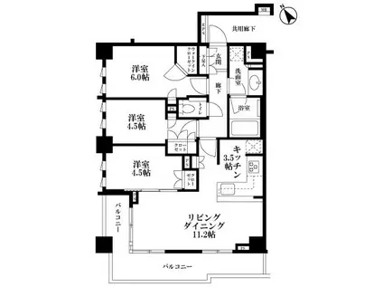 ブランズ東中野プレシアス(3LDK/2階)の間取り写真