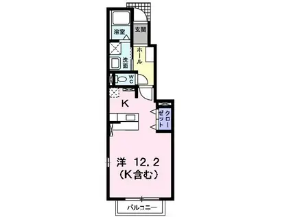 オールドリバー(ワンルーム/1階)の間取り写真