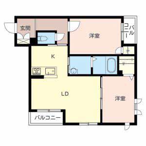 グランコート東加古川(2LDK/3階)の間取り写真