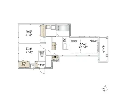 メルベーユ都筑(2LDK/1階)の間取り写真