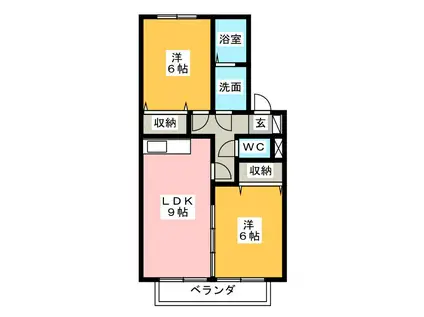 フォレスタ石坂(2DK/1階)の間取り写真