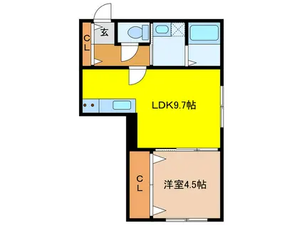 東雲2丁目2ー4B棟(1LDK/1階)の間取り写真