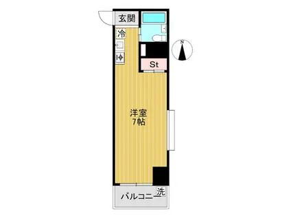 ウエスト北小岩(ワンルーム/2階)の間取り写真