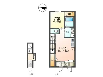 西宮市山口町下山口アパート工事(1LDK/2階)の間取り写真