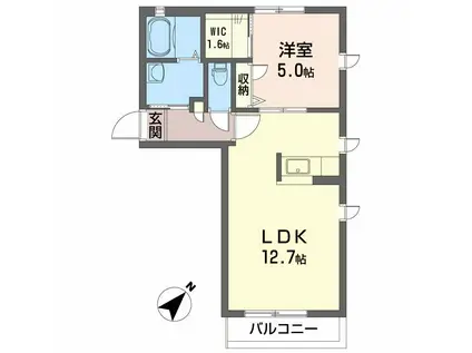 シャーメゾンさくら B棟(1LDK/2階)の間取り写真