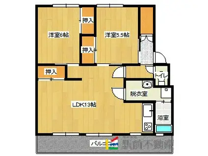 サルヴァトーレ神園 2号棟(2LDK/1階)の間取り写真