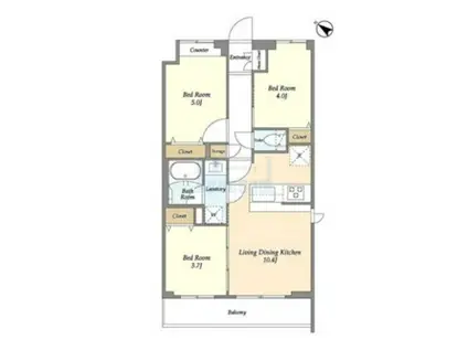 グランカーサ王子II(3LDK/2階)の間取り写真