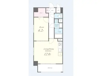 プラシード新町(1LDK/9階)の間取り写真