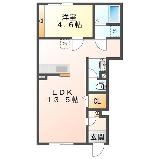 四日市市小杉町アパート(1LDK/1階)の間取り写真