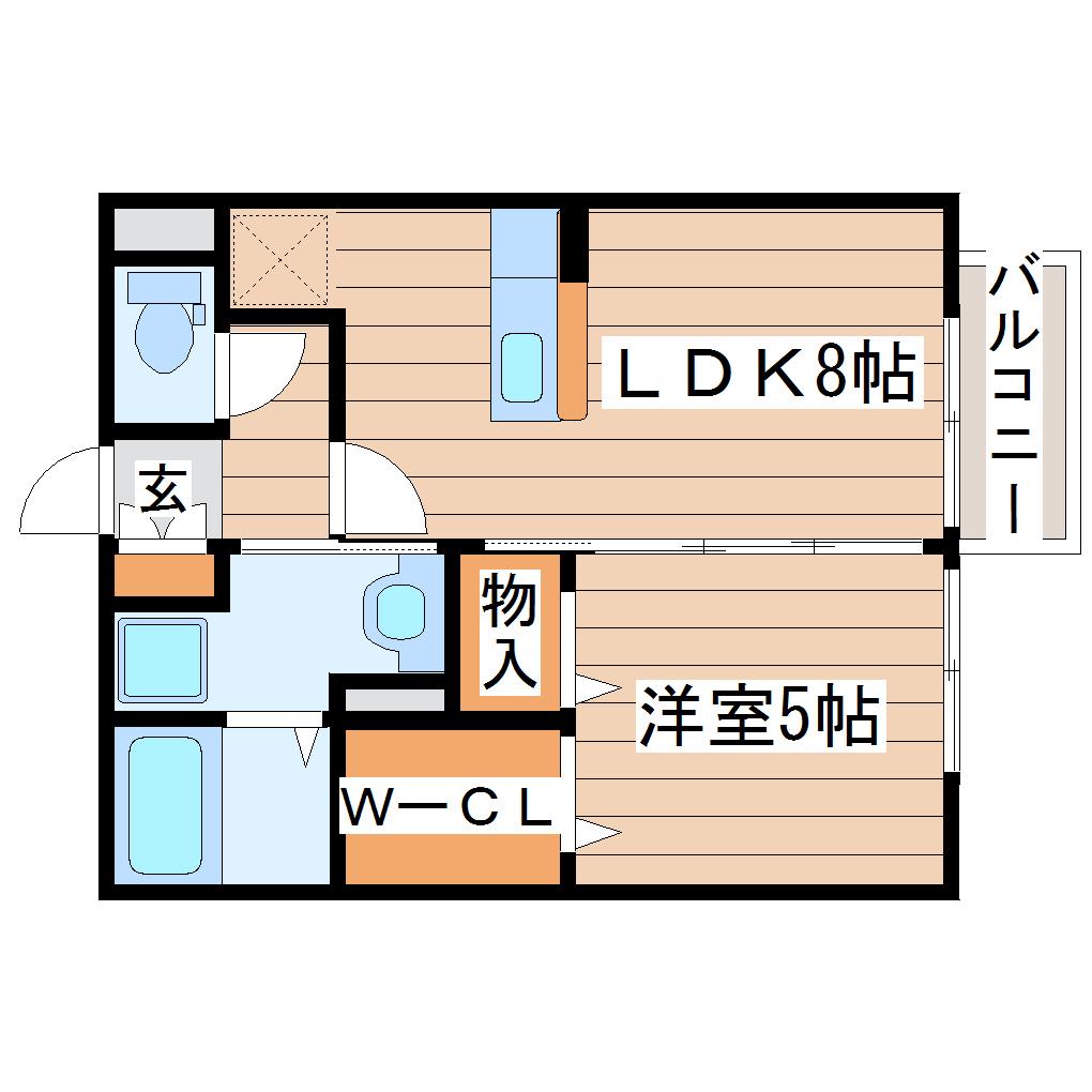 ボナール西多賀(1LDK/1階)の間取り写真