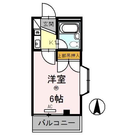 スカイビュー(1K/2階)の間取り写真