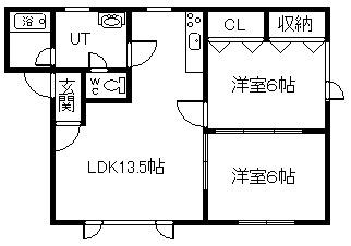 イエローハイツ(2LDK/1階)の間取り写真