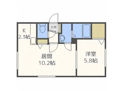 地下鉄東西線 発寒南駅 徒歩8分 3階建 築12年(1LDK/3階)の間取り写真
