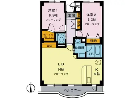 メロディーア(2LDK/2階)の間取り写真
