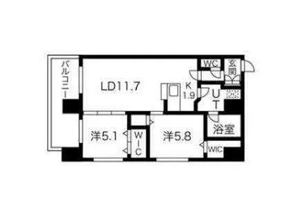 MODENA円山(2LDK/4階)の間取り写真