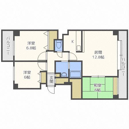 パークマンション47(3LDK/8階)の間取り写真