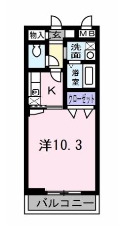 シェーンタール須磨(1K/2階)の間取り写真