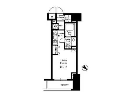 パークルージュ赤坂檜町(ワンルーム/2階)の間取り写真