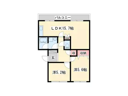 サンハイツ志染(2LDK/3階)の間取り写真