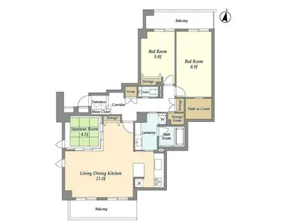 パス宮前平(3LDK/4階)の間取り写真