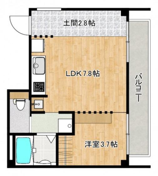 バール千田町ビル(1LDK/2階)の間取り写真