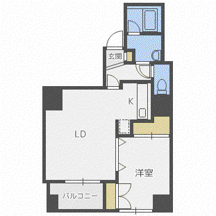 スカイパレス北1条(1LDK/5階)の間取り写真
