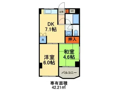 フロントアイランドハイツ(2DK/3階)の間取り写真