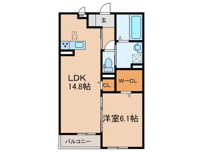 リヴァーサイド ヴィラ(1LDK/2階)の間取り写真