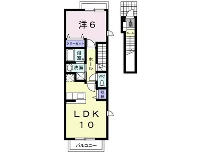 イリーデ・カーサ(1LDK/2階)の間取り写真