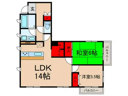 ハイツオハナ(2LDK/2階)の間取り写真