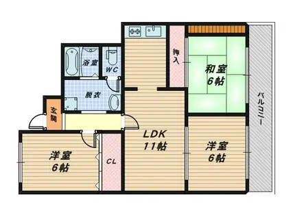 ハイムイワデ(3LDK/5階)の間取り写真
