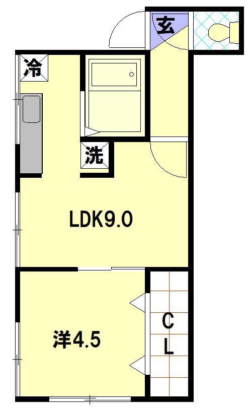 高橋アパート(1LDK/2階)の間取り写真