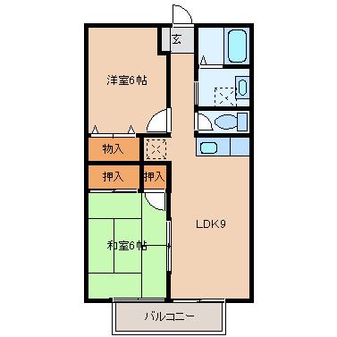 ファミール原町(2LDK/1階)の間取り写真