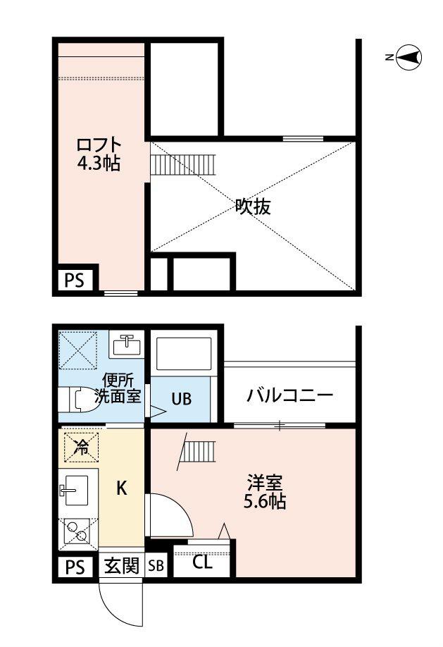 CRASTINE高畑(1K/1階)の間取り写真