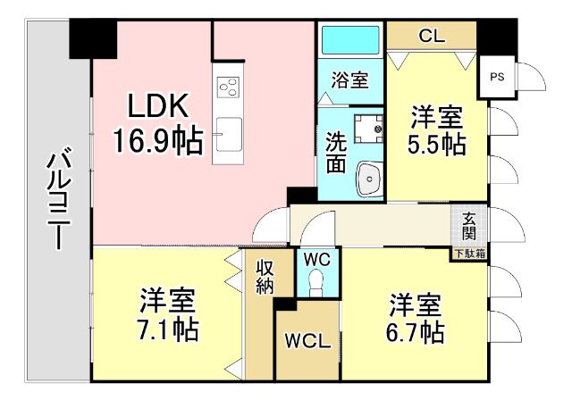 FAMILIE(3LDK/5階)の間取り写真