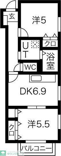 ふぃりある(2DK/1階)の間取り写真