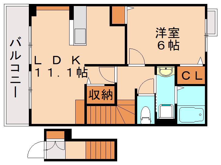 ラッフィナート(1LDK/2階)の間取り写真