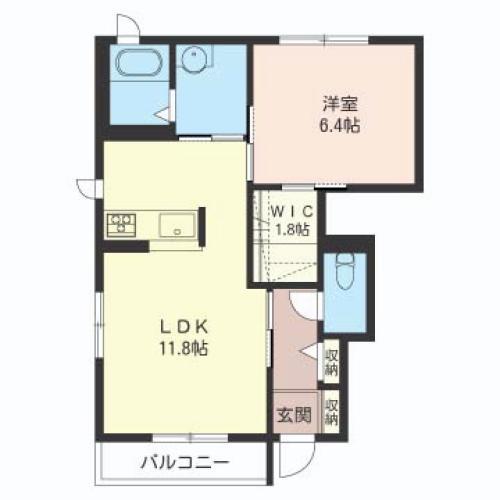 クラベールII(1LDK/1階)の間取り写真