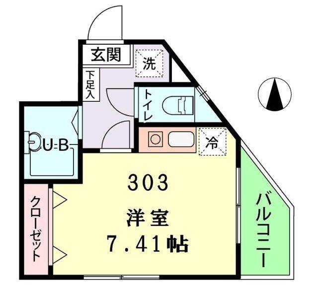 AXIS中町(1K/3階)の間取り写真