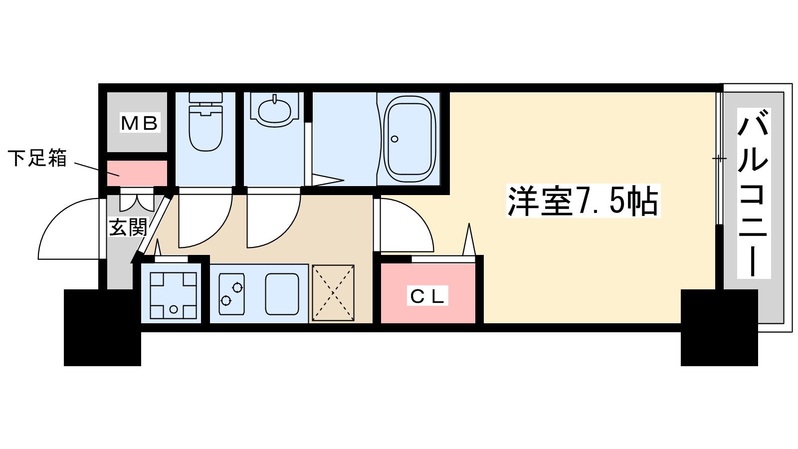 ディームス江坂(1K/4階)の間取り写真