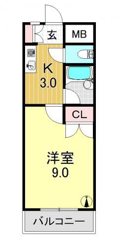 えんだら50歩(1K/7階)の間取り写真