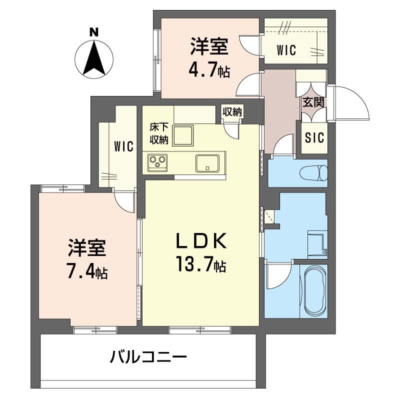 シャーメゾン ヴェール(2LDK/1階)の間取り写真