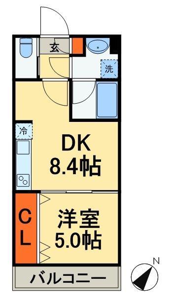 レ・ソール西船橋(1DK/4階)の間取り写真