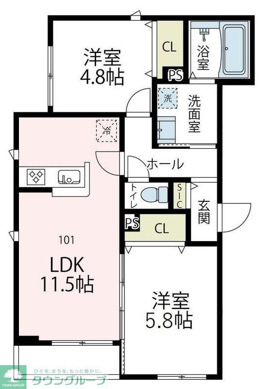 メゾンアイIII(2LDK/1階)の間取り写真