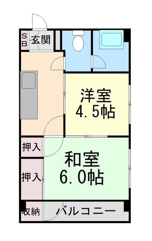 白菊マンション(2K/3階)の間取り写真