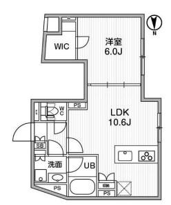 ALTERNA祐天寺(1LDK/3階)の間取り写真