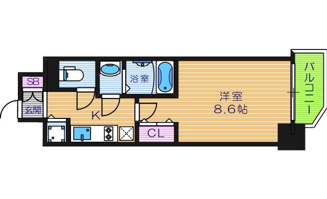 プレサンス本町エクストラ(1K/9階)の間取り写真